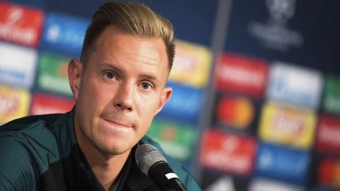 Ter Stegen, durante la rueda de prensa