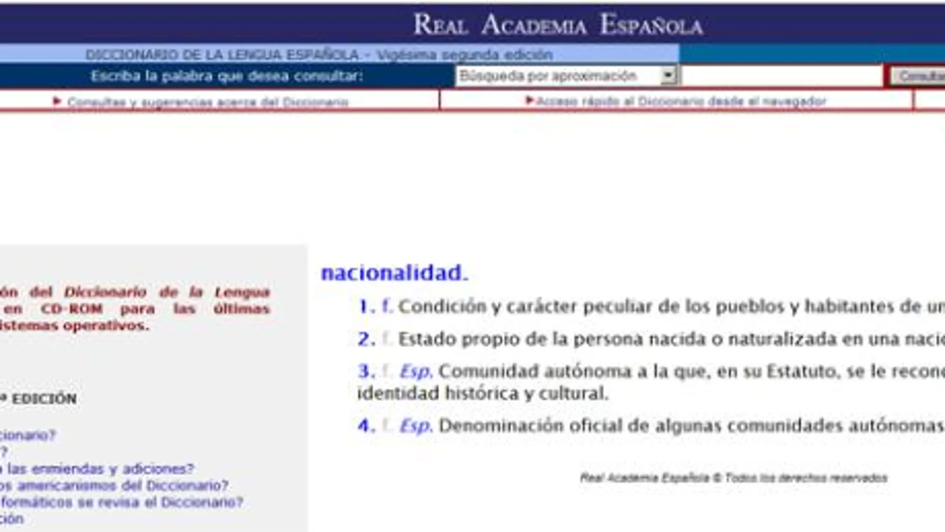 La RAE reconoce su error en la definición de «nacionalidad»
