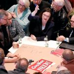 Andrea Nahles, líder parlamentaria del SPD, participa en un acto a favor del «sí»