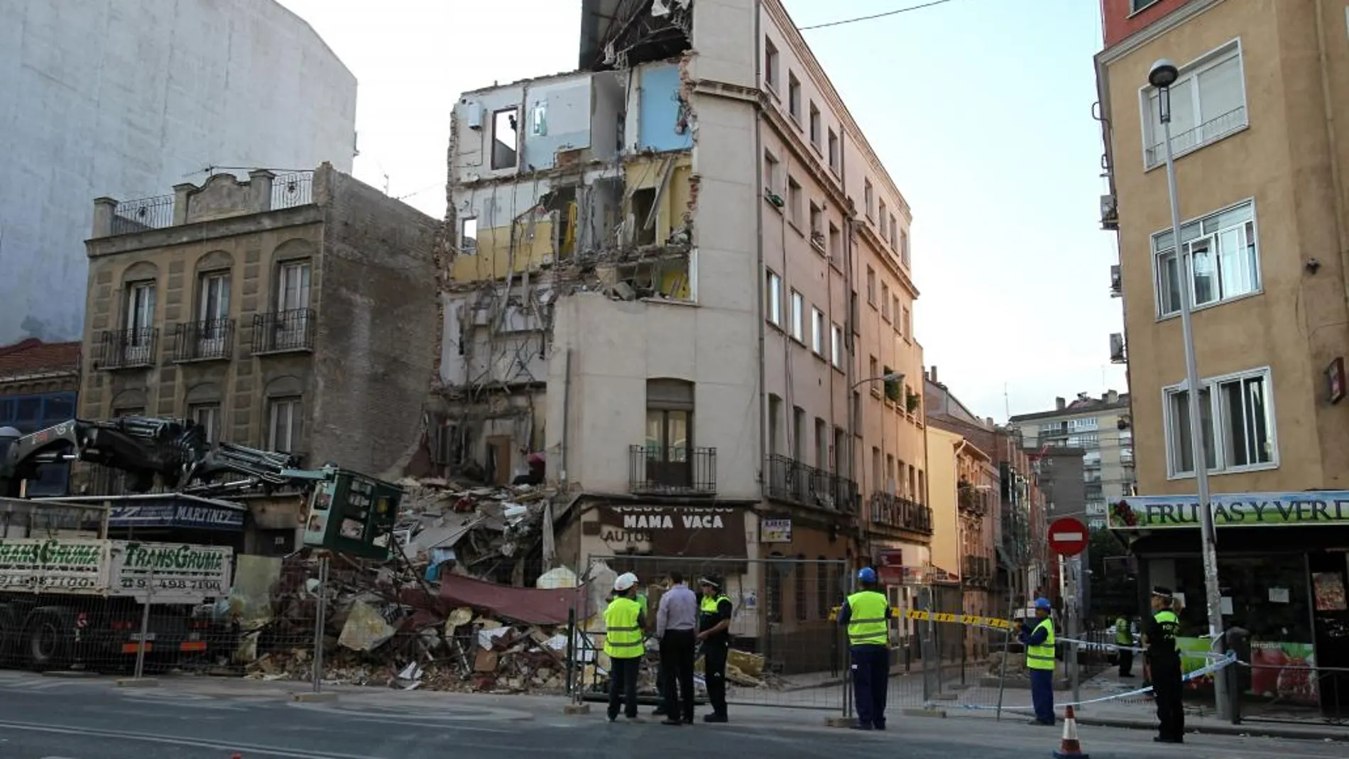 Imagen del edificio derrumbado en el madrileño barrio de Tetuán