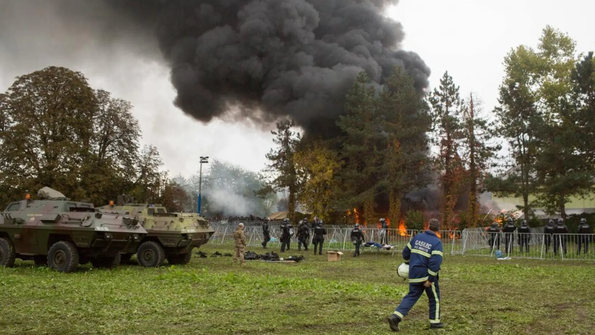 Campo de refugiados en Brezice, Eslovenia.