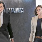 Mariano Rajoy y Dolores de Cospedal antes del Comité de Dirección del PP