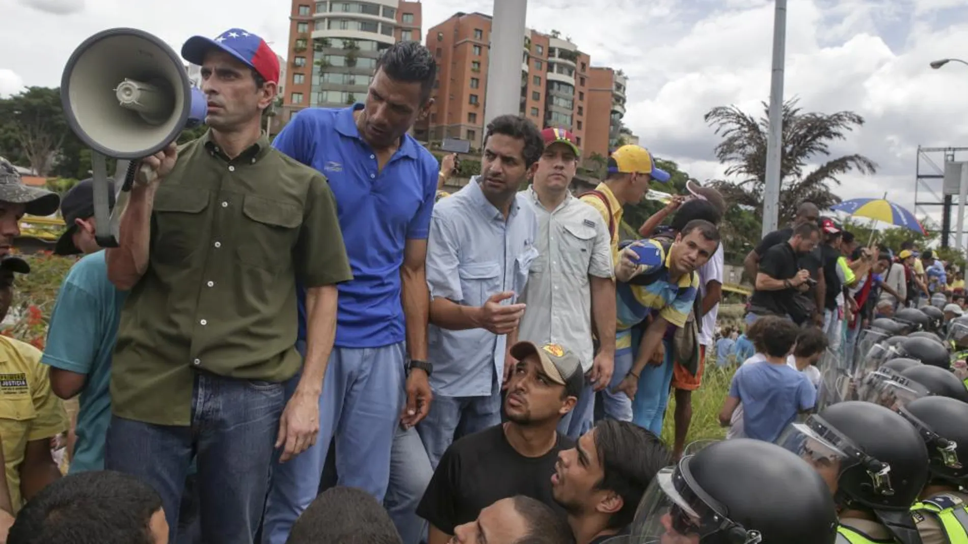 El líder opositor Henrique Capriles, durante una protesta en Caracas