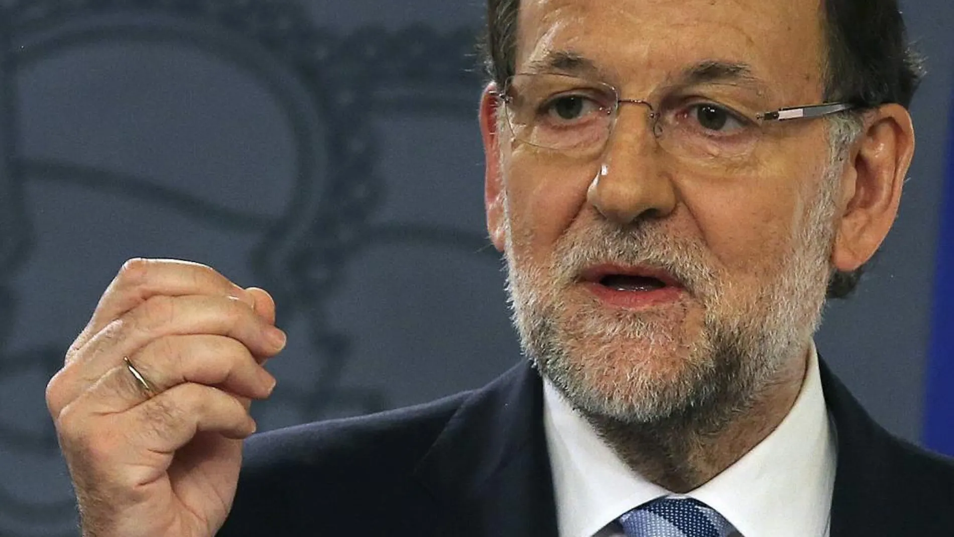 Rajoy, durante su intervención en la rueda de prensa que ha ofrecido junto al presidente de Rumanía.