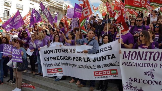Imagen de una protesta de los monitores escolares (Foto: Ep)