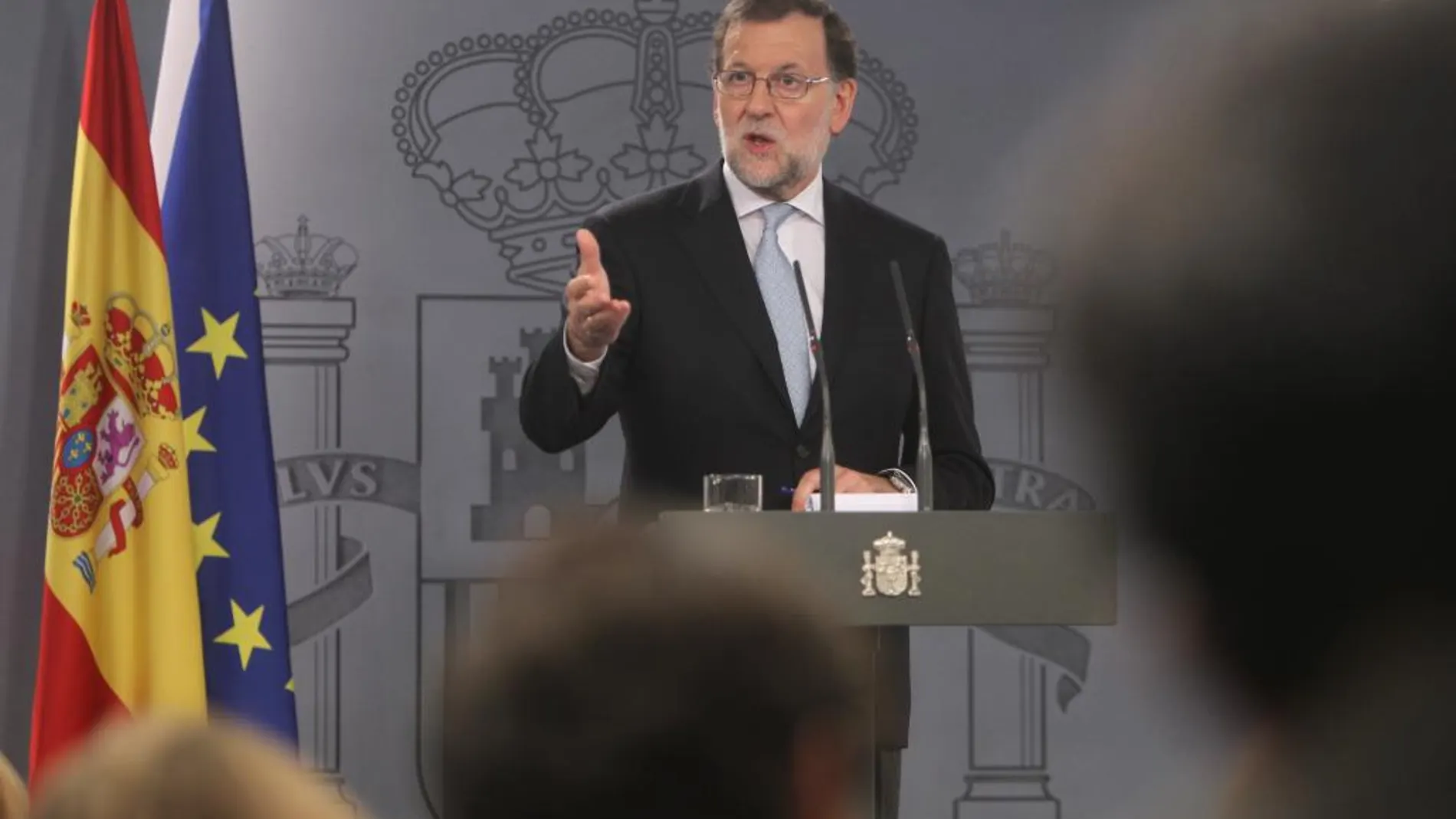 Rajoy, ayer, en su comparecencia en el Palacio de la Moncloa
