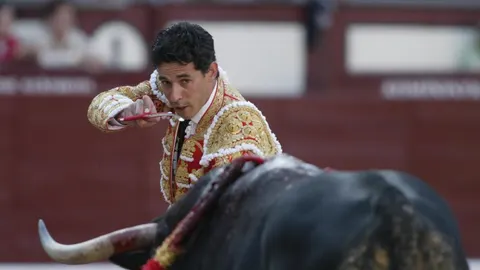 Iván Vicente se coloca para entrar a matar en la plaza de Las Ventas