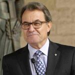 Artur Mas, durante, la rueda de prensa que ha ofrecido en el Palau de la Generalitat tras declarar.