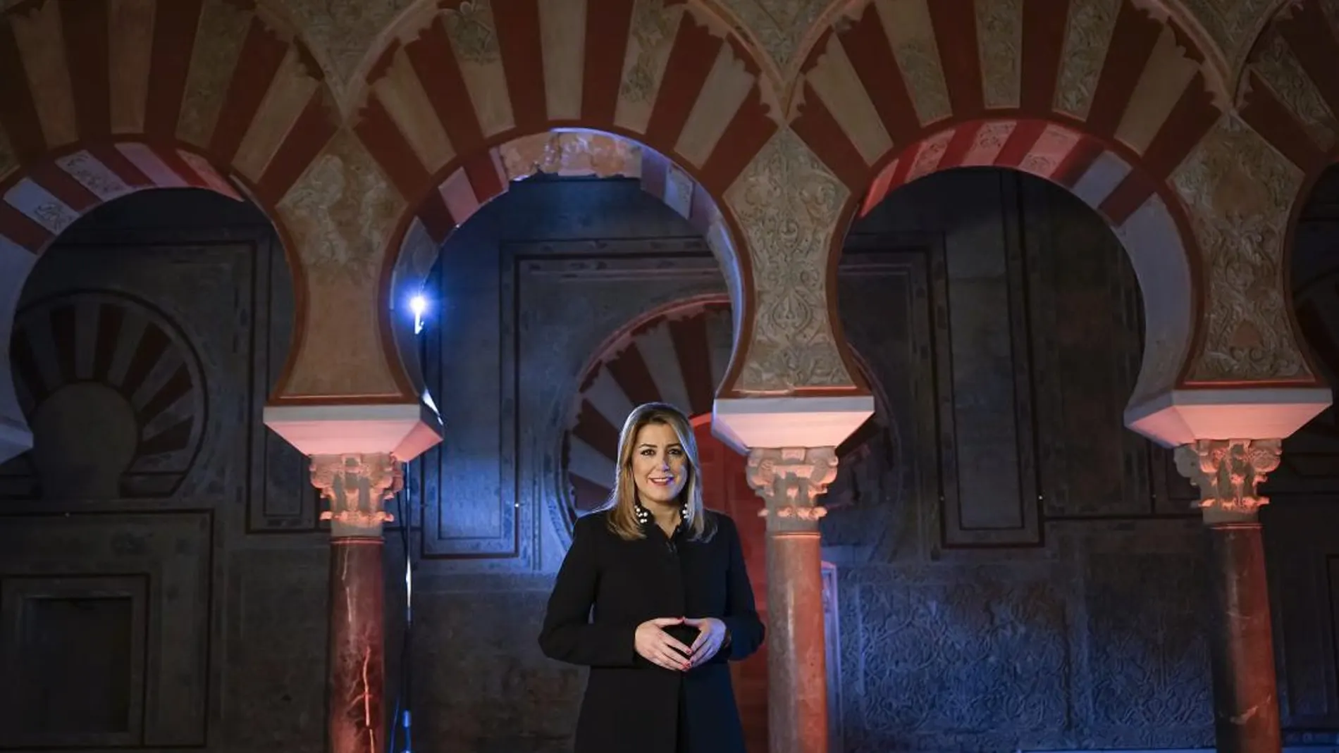 La presidenta Susana Díaz, en un momento de su último Mensaje de Fin de Año, en Madinat Al-Zahra o Medina Azahara
