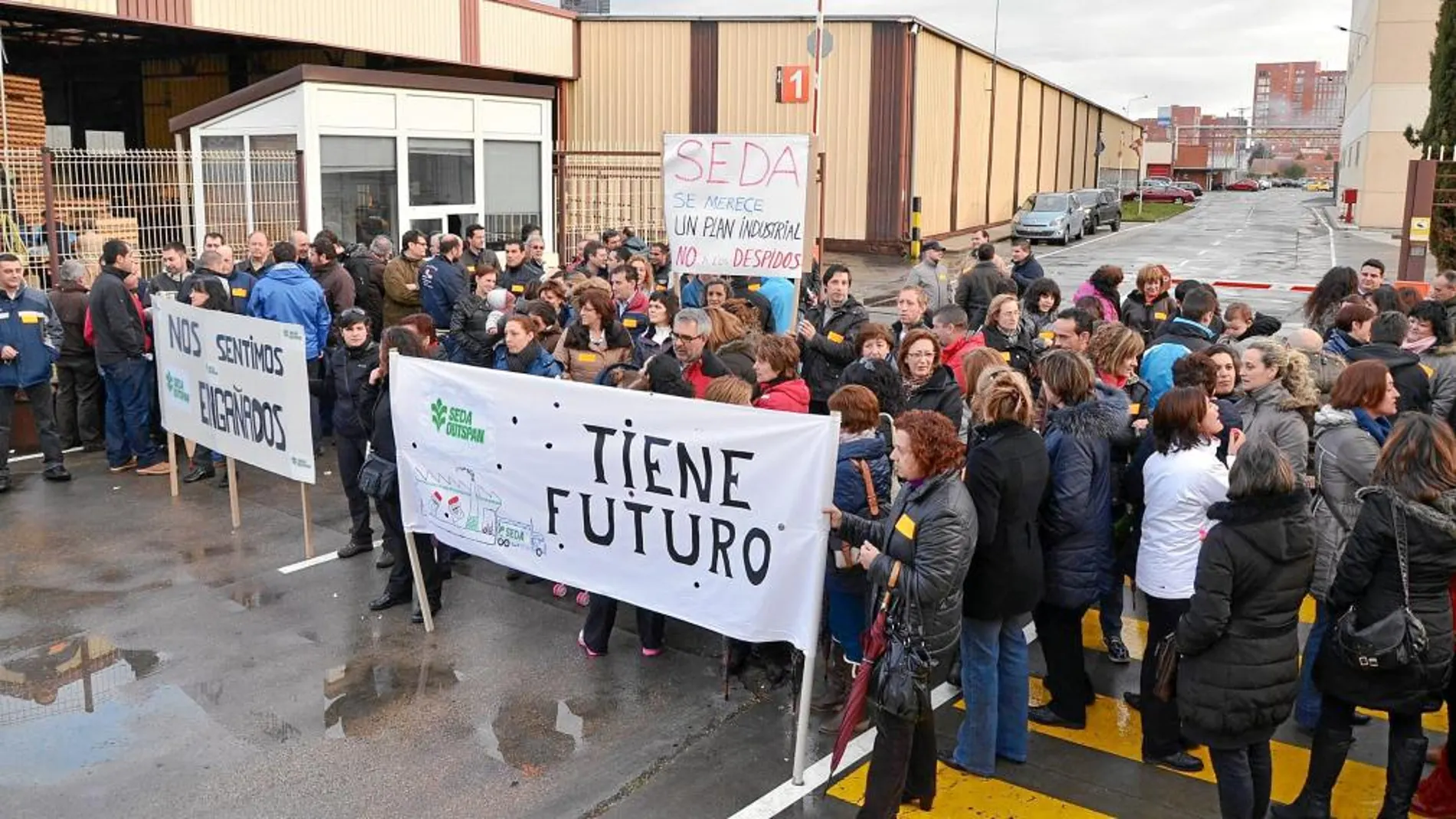 Reciente protesta de los trabajadores de eda Solubles en Palencia