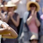 Garbiñe Muguruza celebra su victoria frente a Angelique Kerber
