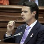 El vicepresidente del Gobierno de Canarias, José Manuel Soria, durante el pleno del Parlamento de Canarias celebrado hoy.