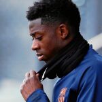 Dembélé, antes de un entrenamiento