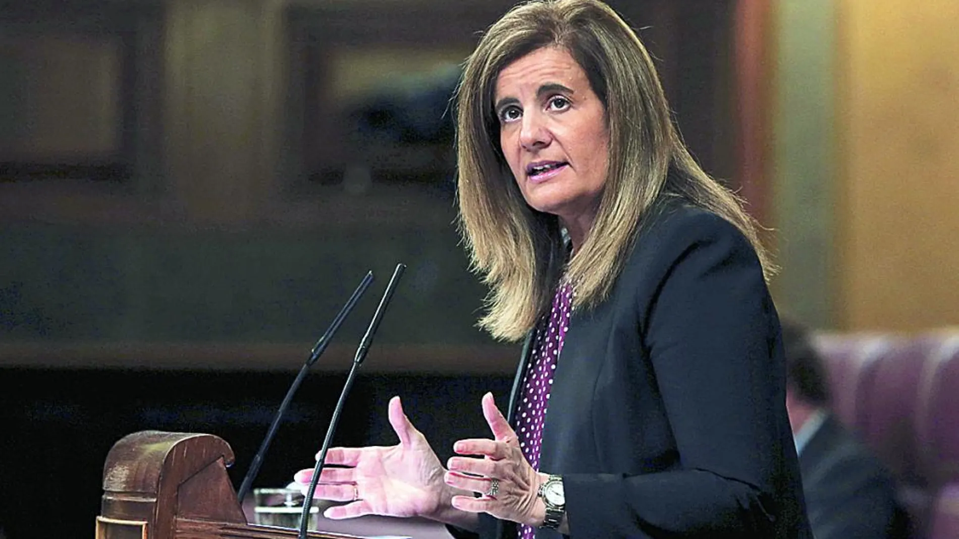 La ministra de Empleo, Fátima Báñez, en el Congreso de los Diputados