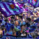 La afiación blanquivioleta en la fiesta del ascenso a Primera División del Real Valladolid