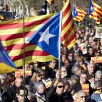 Banderas esteladas en una manifestación independentista.