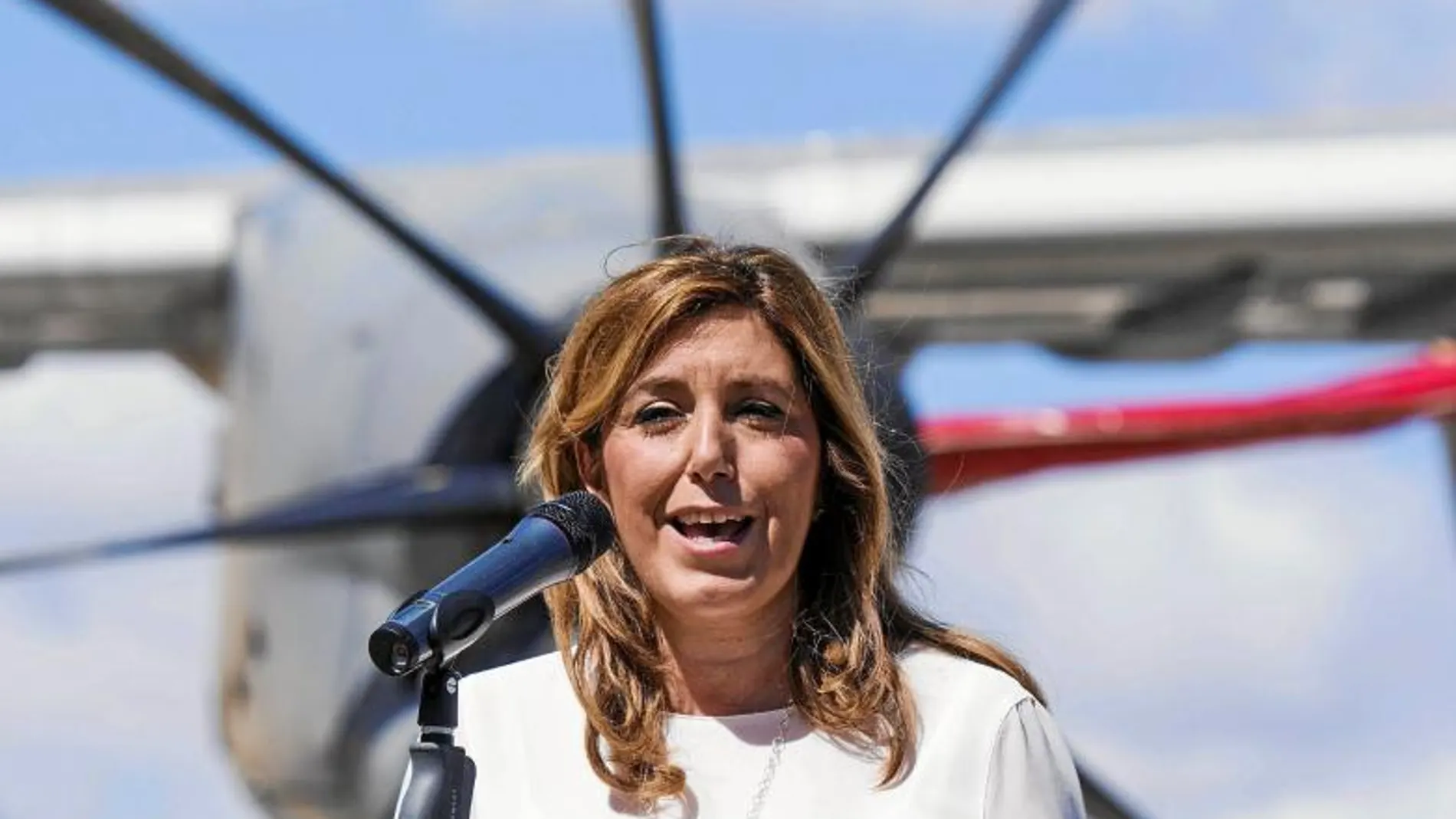 La presidenta de la Junta de Andalucía, Susana Díaz, ayer, en su primera aparición pública tras incorporarse de su baja maternal