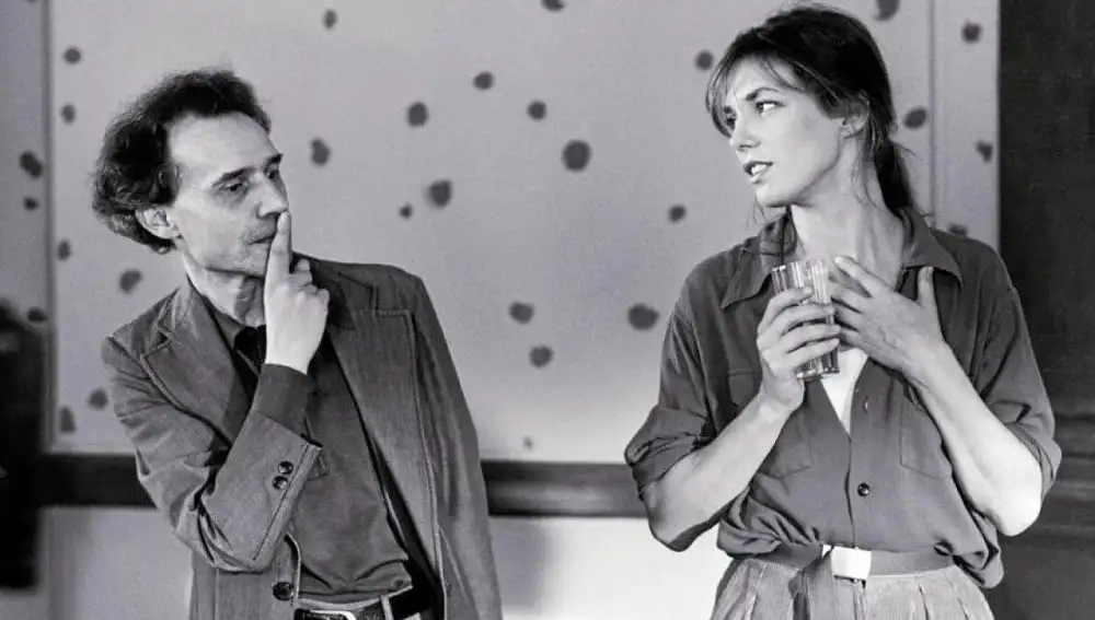 Jacques Rivette con Jane Birkin durante el rodaje de «El amor por tierra» (1984)