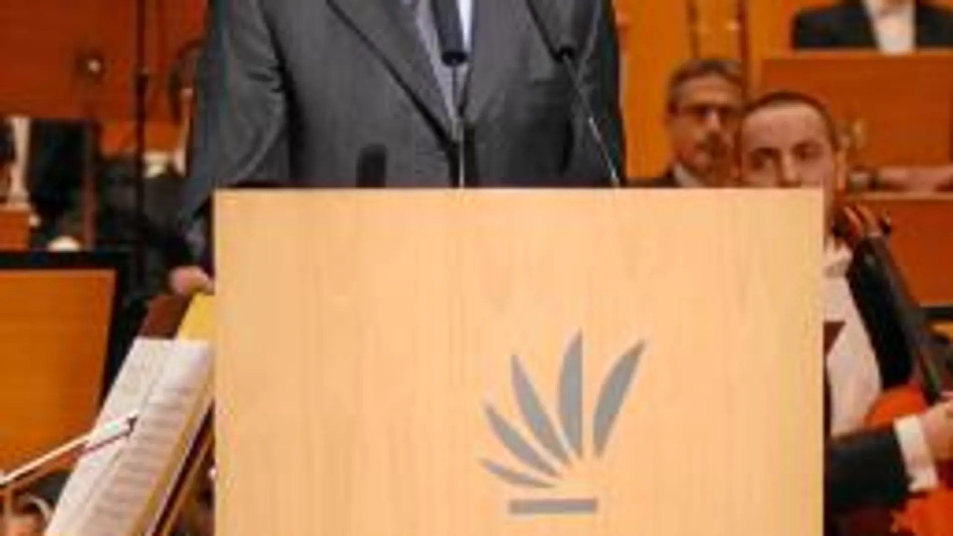 El presidente, Ramón Luis Valcárcel, durante su discurso en el auditorio Víctor Villegas