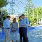 Clemente, Sánchez de León, Císcar y Serra durante la visita al montaje