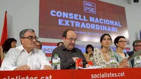 El primer secretario del PSC, Miquel Iceta, durante la reunión del Consejo Nacional de su partido.