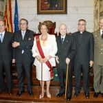 Barberá posa con Emilio Tortosa y José Climent Bellver, que ayer fueron proclamados hijos adoptivos de la ciudad de Valencia