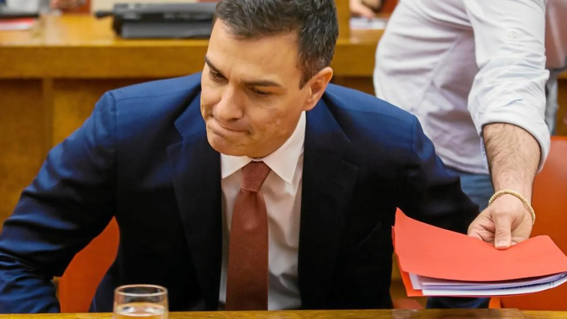 El líder del PSOE, Pedro Sánchez, ayer en su intervención en el Congreso