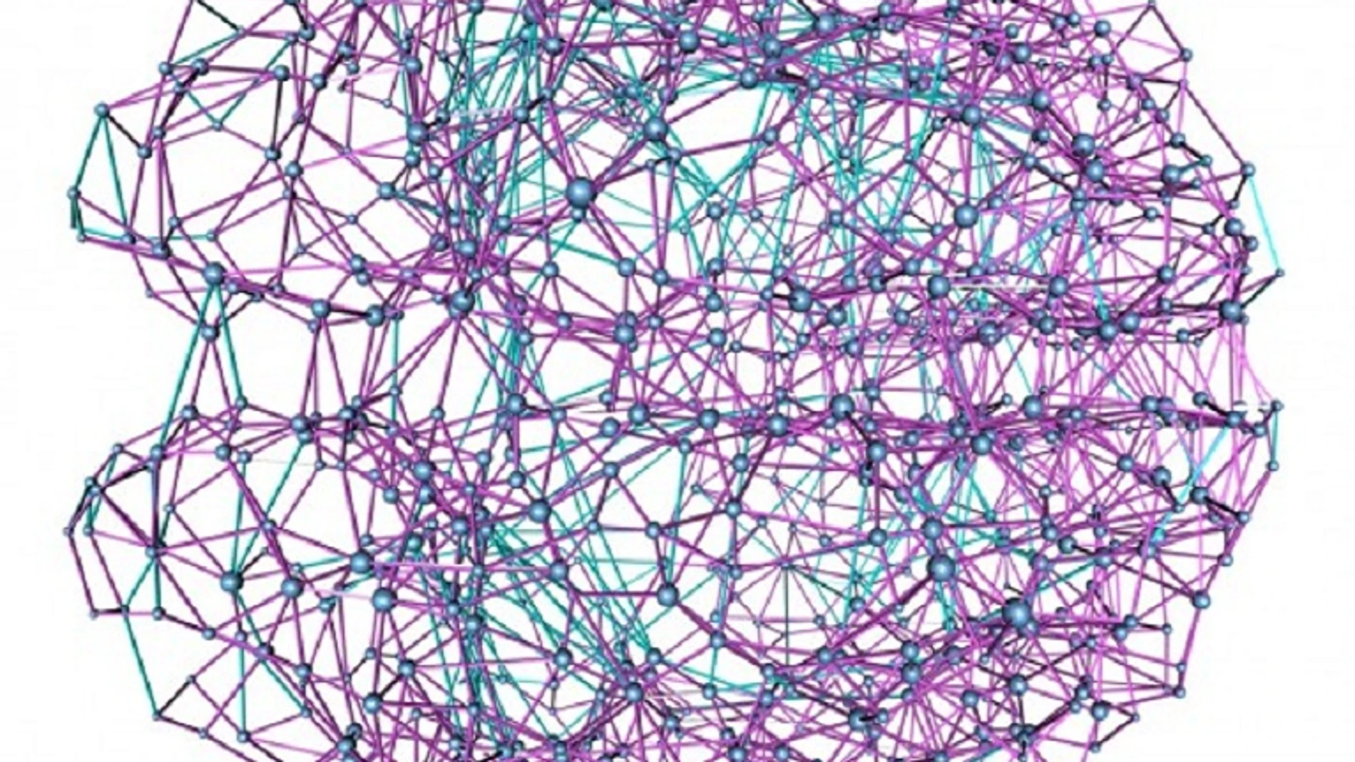 Krioukov y sus colegas han descubierto que la estructura del cerebro humano tiene una red casi ideal de conexiones (en magenta), lo que permite una transmisión óptima de información entre las regiones cerebrales