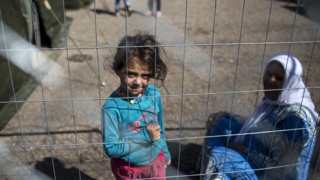 Campo de refugiados en Roszke, Hungría.