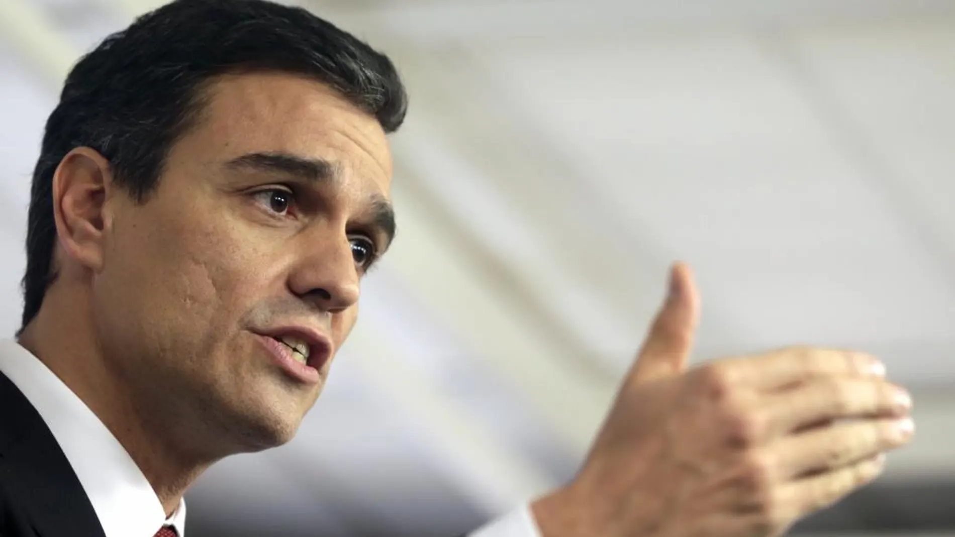 El secretario general del PSOE, Pedro Sánchez, en rueda de prensa