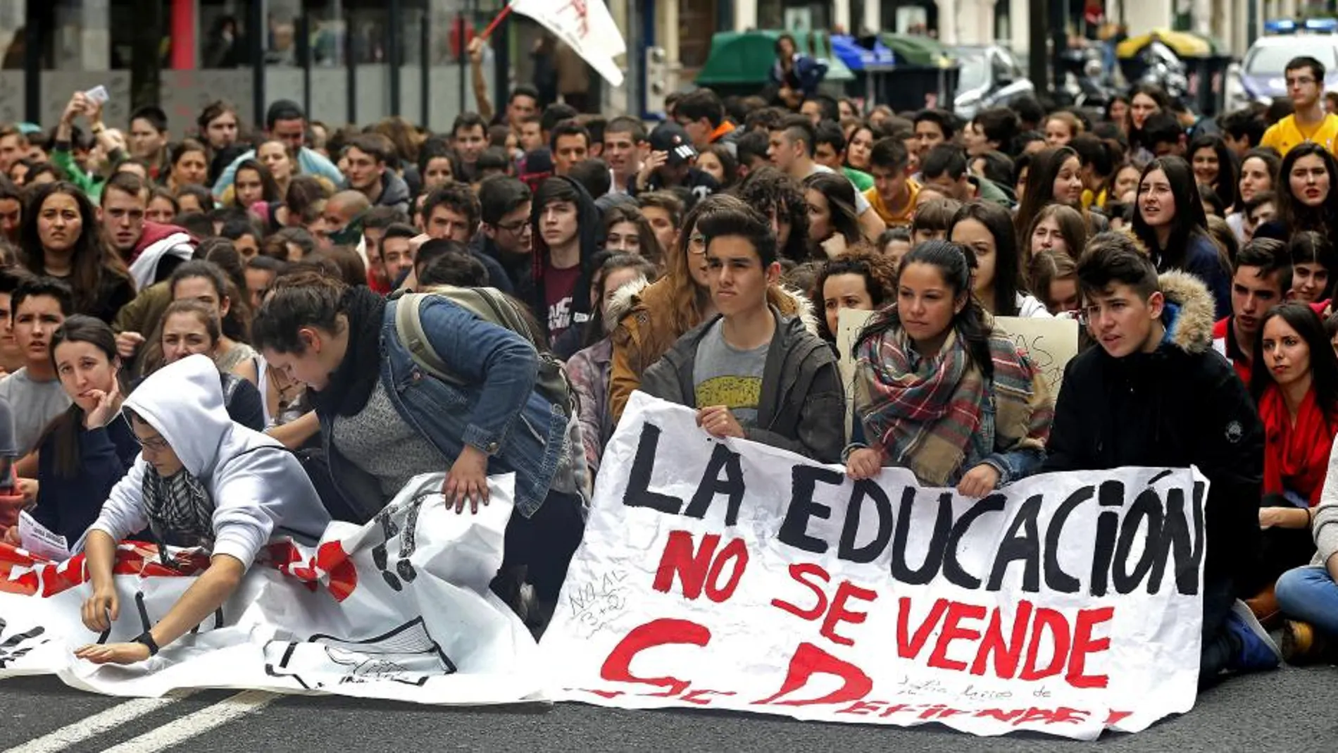 Imagen de la marcha de estudiantes celebrada en Bilbao