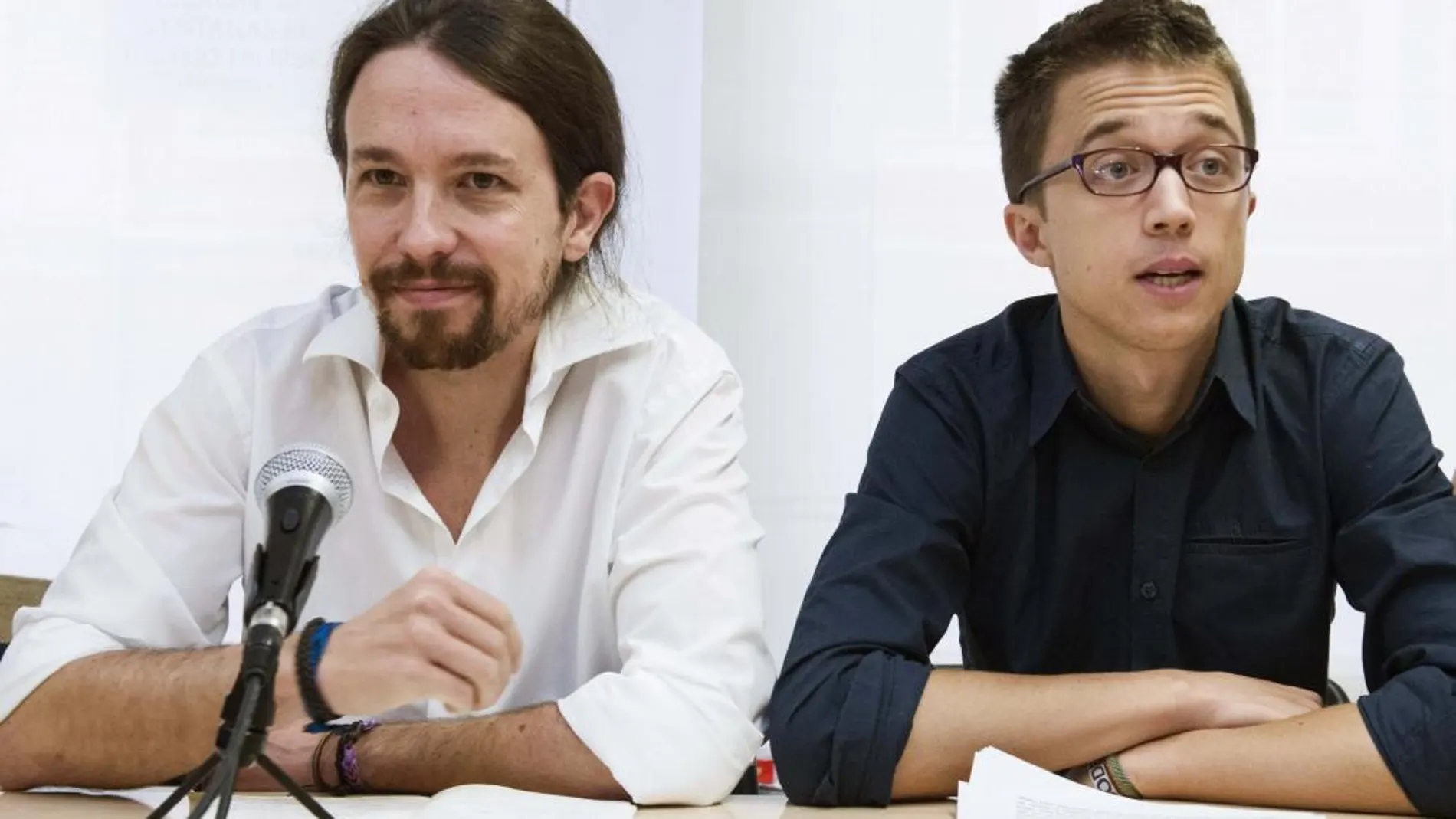 El secretario general de Podemos, Pablo Iglesias, y el secretario político de Podemos, Íñigo Errejón, el Consejo Ciudadano de Podemos