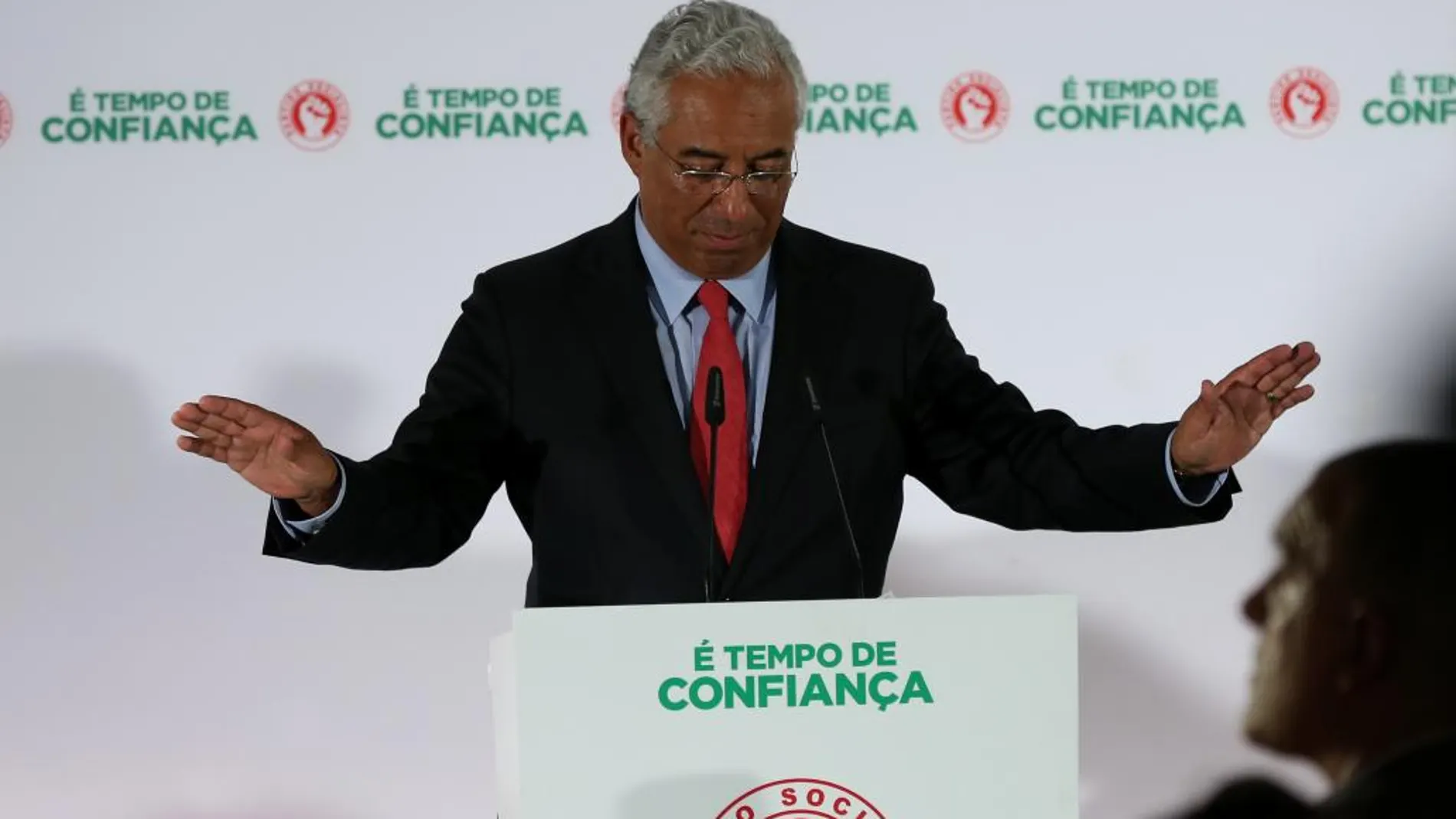 El líder del Partido Socialista, Antonio Costa, durante la noche electoral del pasado domingo