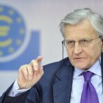 El presidente del Banco Central Europeo, Jean-Claude Trichet, durante una rueda de prensa