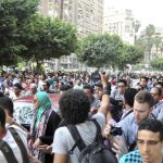 Fotógrafos y periodistas en la manifestación de El Cairo