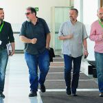 Pedro Corrientes, Jesús Romero, José Antonio Castro y Joaquín Távora, ayer en el Parlamento andaluz