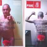 Imagen de los carteles que el candidato del PSOE Luis Alberto Nicolás ha pegado por todo el pueblo