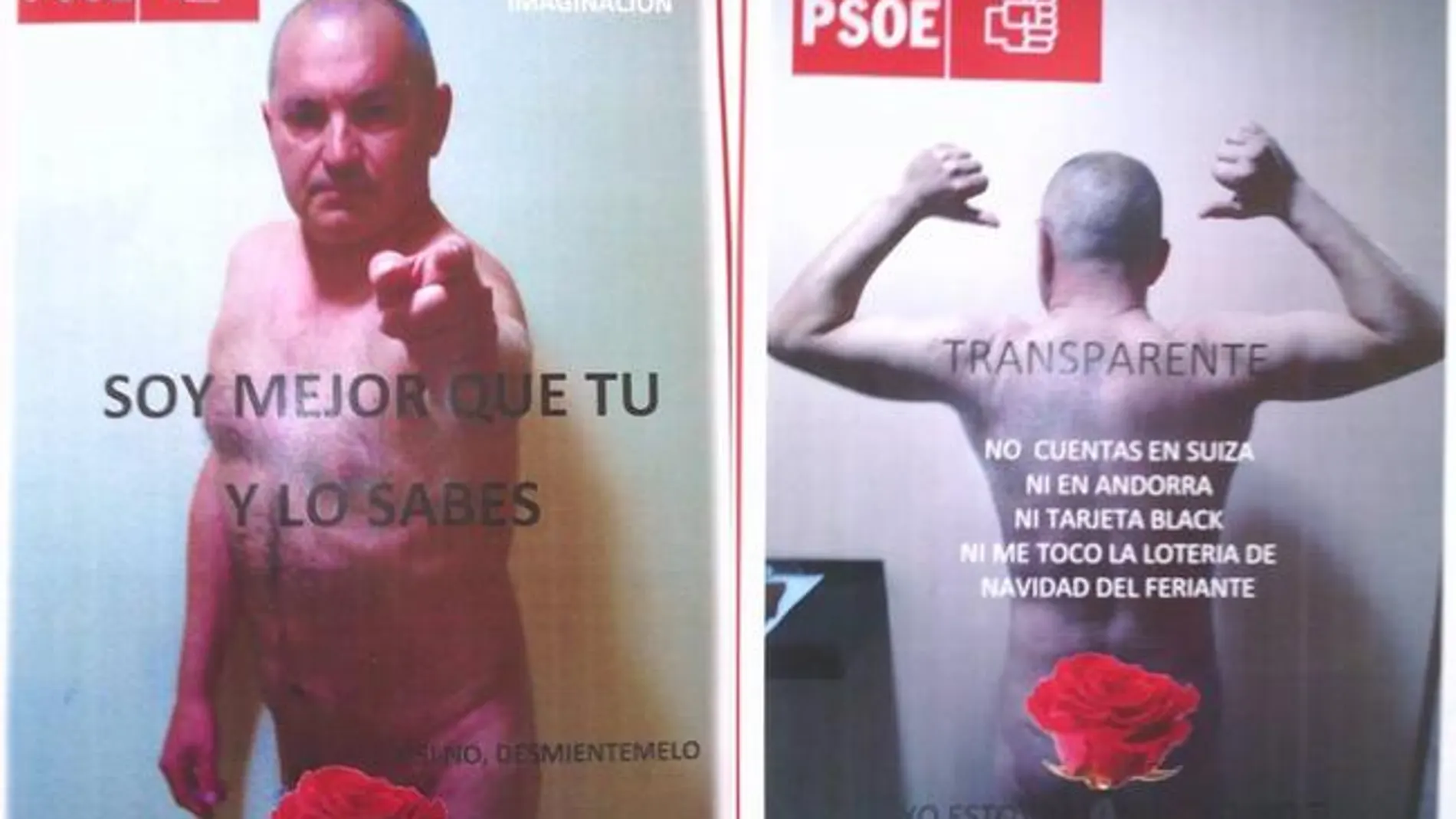 Imagen de los carteles que el candidato del PSOE Luis Alberto Nicolás ha pegado por todo el pueblo