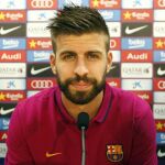 El central del FC Barcelona Gerard Piqué, durante la rueda de prensa