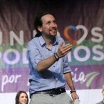 El candidato a la presidencia del Gobierno de Unidos Podemos, Pablo Iglesias, ayer en Almería.