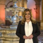 La presidenta de la Junta de Andalucía, Susana Díaz durante la grabación del mensaje institucional de Fin de Año