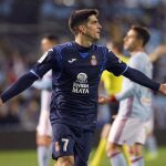 El delantero del Espanyol Gerard Moreno celebra el segundo gol de su equipo ante el Celta de Vigo