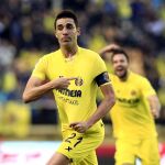 El centrocampista del Villarreal Bruno Soriano celebra el primer gol de su equipo durante el partido
