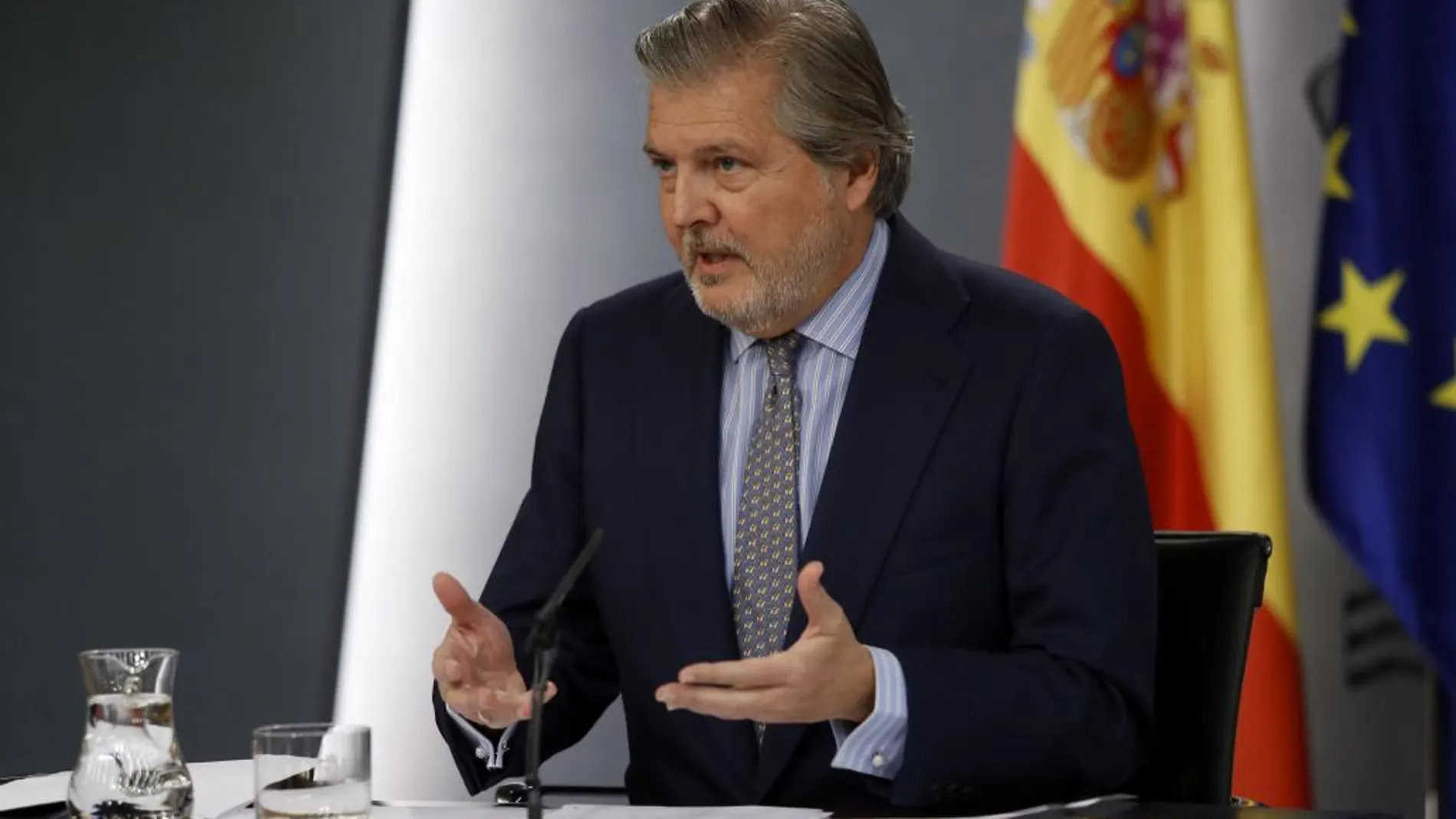 El ministro de Cultura y portavoz del Gobierno, Íñigo Méndez de Vigo, durante la rueda de prensa posterior al Consejo de Ministros