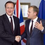 El primer ministro británico y el presidente del Consejo Europeo, Donald Tusk