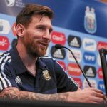 Messi dio una conferencia de prensa ayer en Nueva Jersey