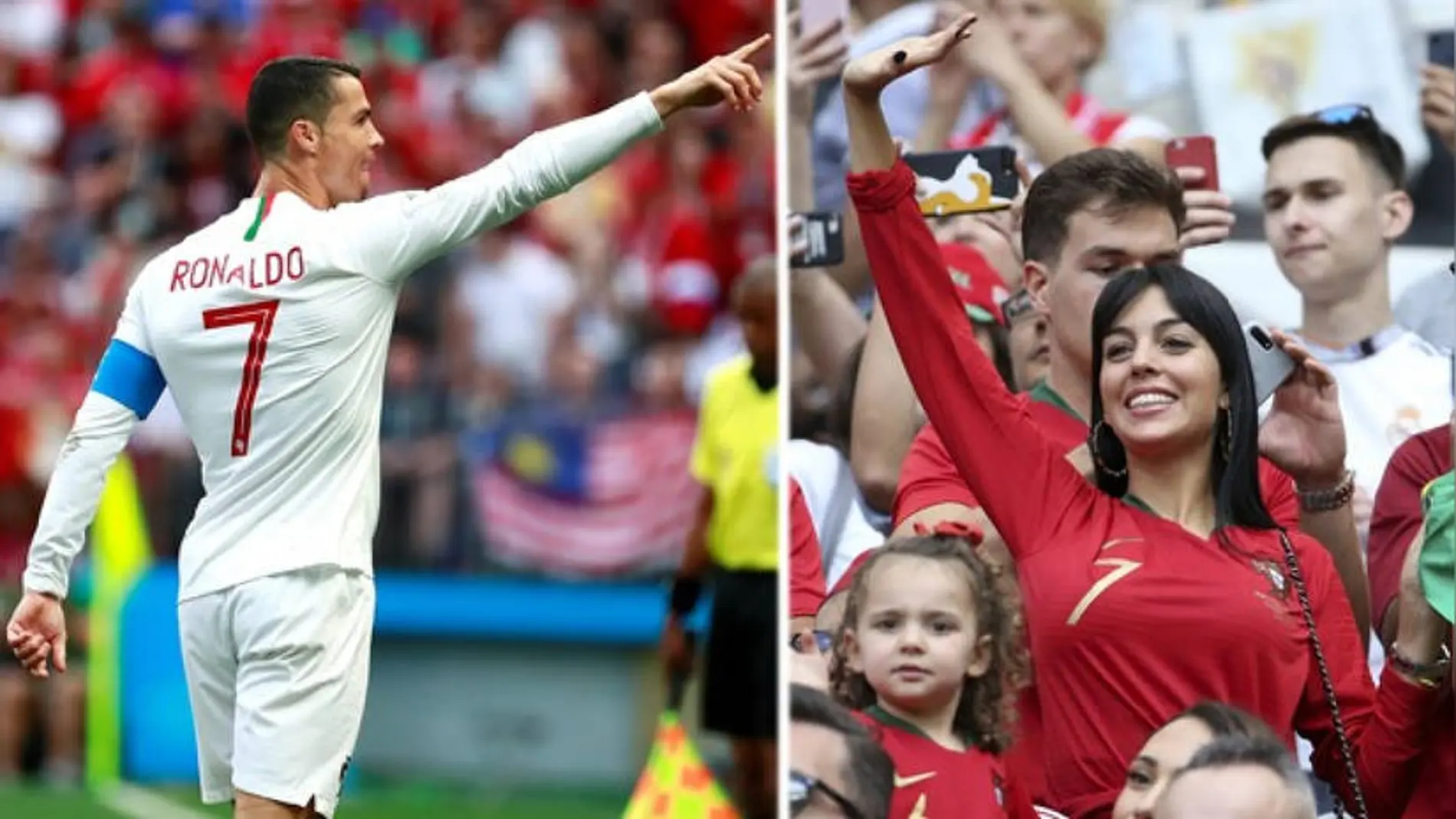 Cristiano dedica el gol de la victoria de Portugal a su novia Georgina, presente en el estadio / Twitter