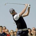 El golfista británico Marc Warren durante la tercera ronda del Abierto de España 2013 de golf que se disputa este fin de semana en el campo de golf de El Saler (Valencia).