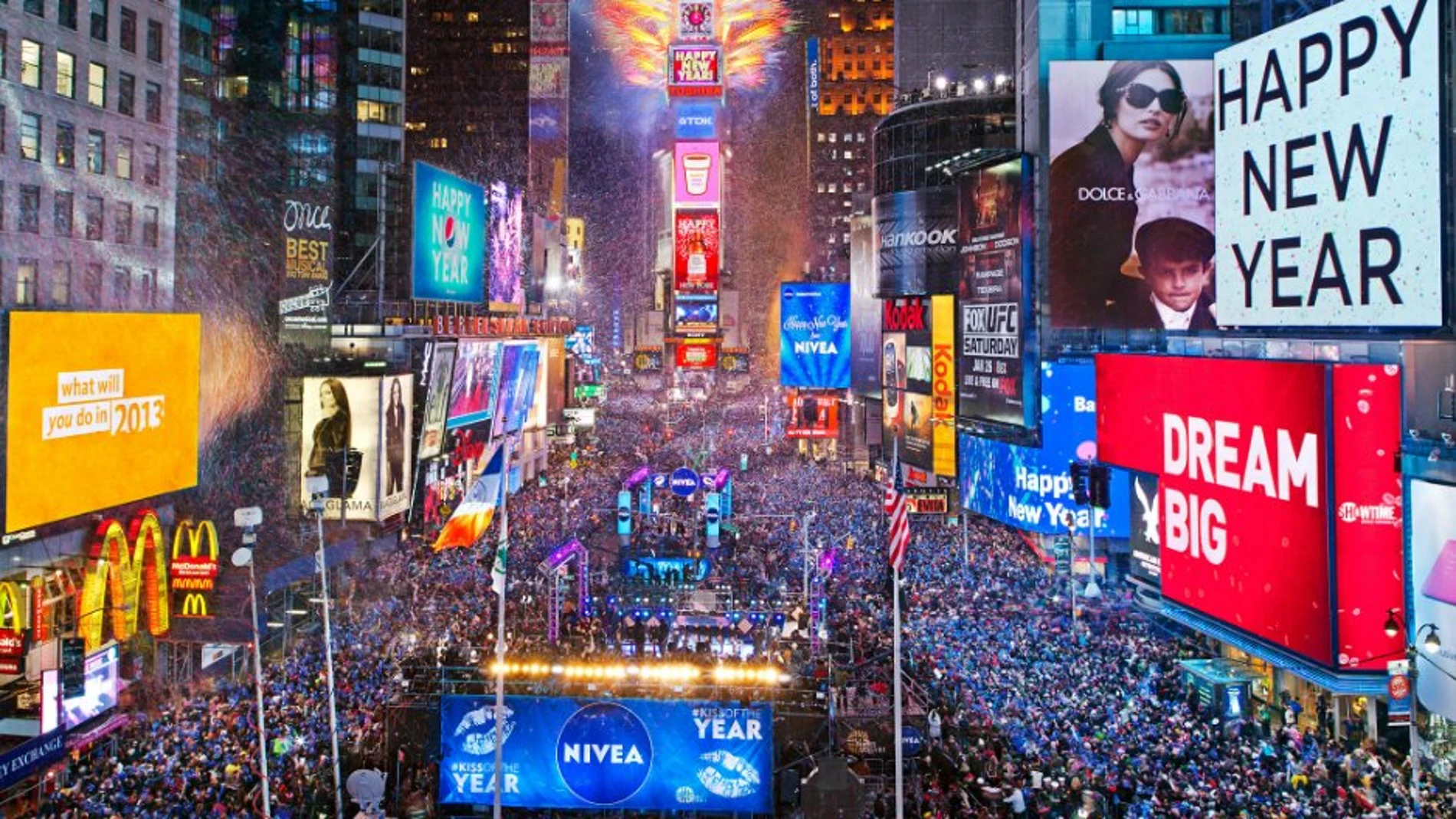 Celebración de Año Nuevo en Times Square en Nueva York.