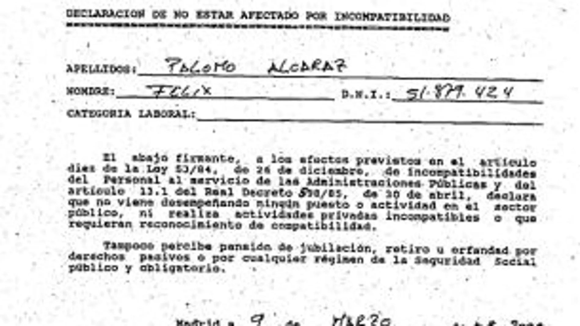 Palomo tiene cargos en varias empresas pese a ser liberado
